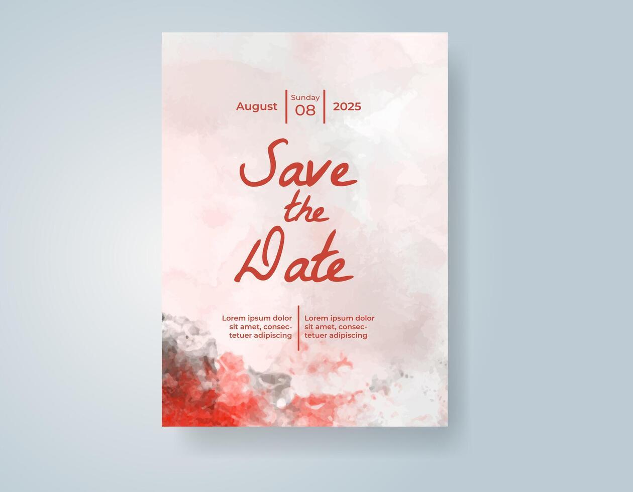 Wedding invitation with abstract watercolor background vector