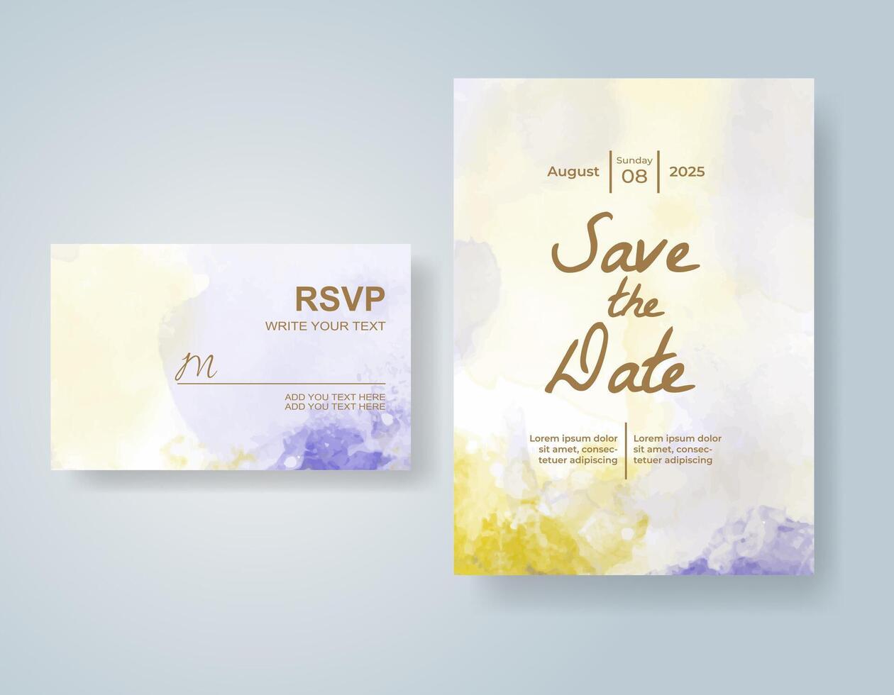 Wedding invitation with abstract watercolor background vector