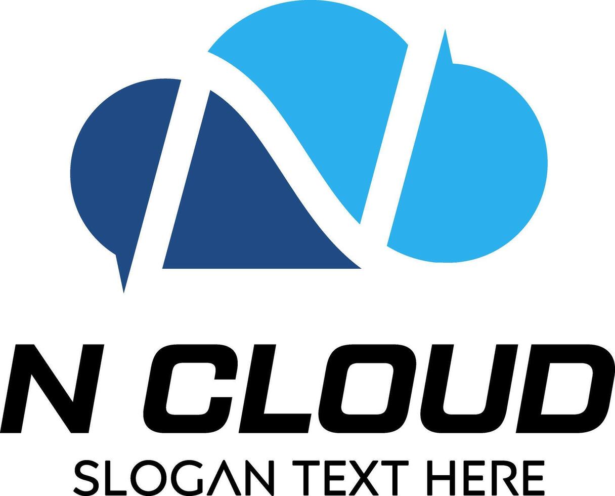 initial N cloud idea logo design vector