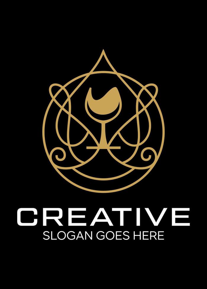 wine ornament concpet idea logo design vector