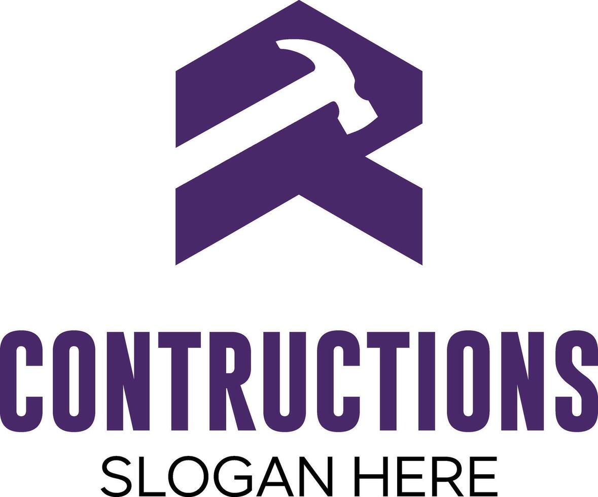 initial r contructions idea logo design vector