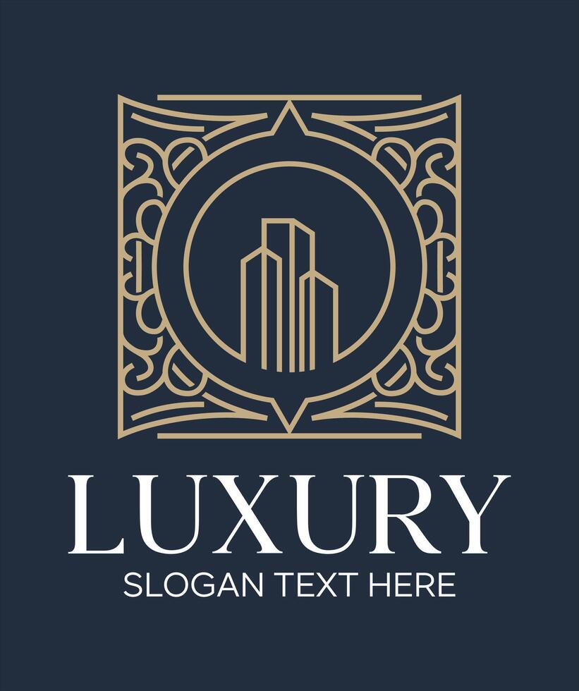 luxury line building idea logo design vector