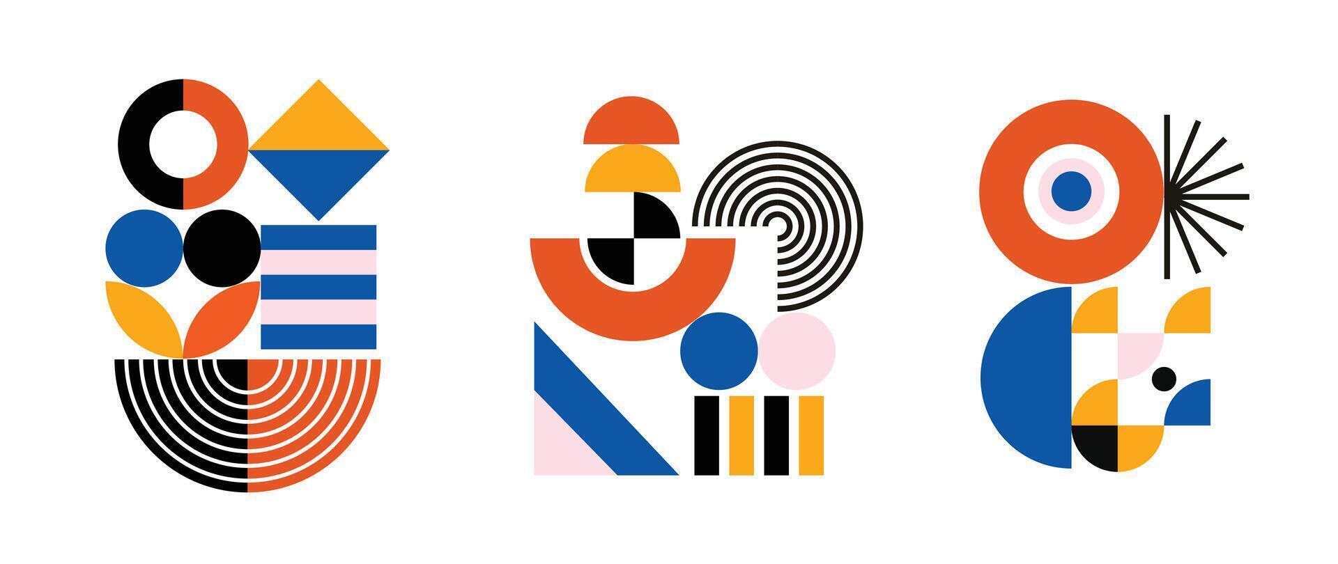 Set of geometric pattern element background . Collection of abstract circle, square, polygon shape with colorful tone. Modern and trendy design for decor, cover, print, interior deco. vector