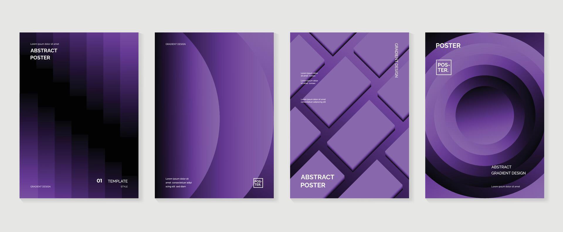 Modern gradient poster background set. Minimalist style cover template with vibrant perspective 3d geometric prism shapes collection. Ideal design for social media, cover, banner, flyer. vector