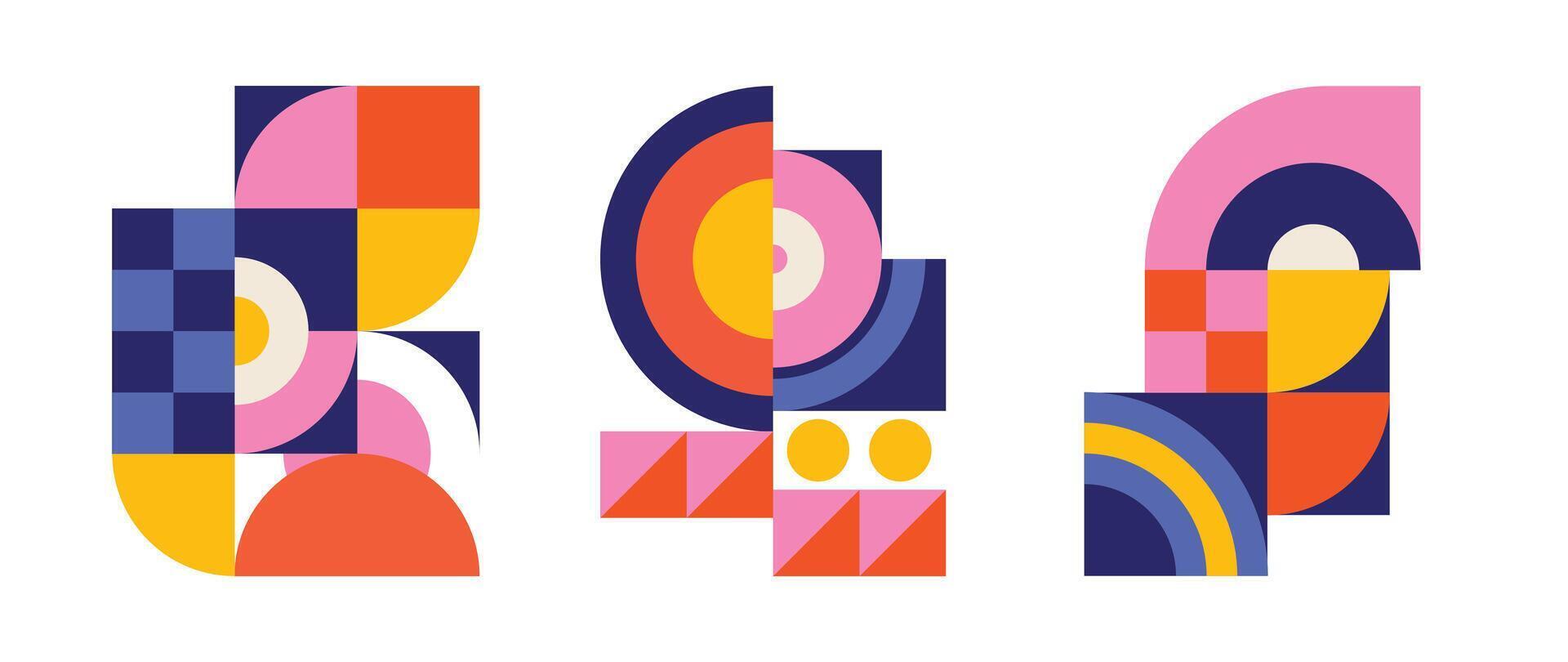 Set of geometric pattern element background . Collection of abstract circle, square, polygon shape with colorful tone. Modern and trendy design for decor, cover, print, interior deco. vector