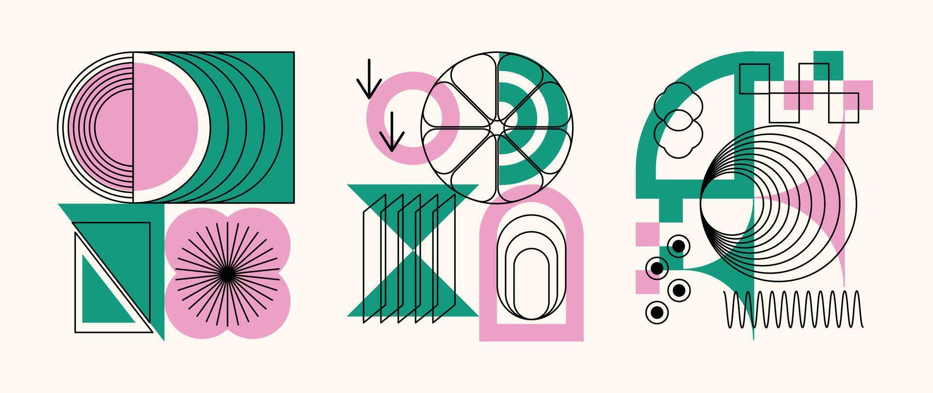 Set of geometric pattern element background . Collection of abstract circle, square, polygon shape with colorful tone. Modern and trendy design for decor, cover, print, interior deco. vector