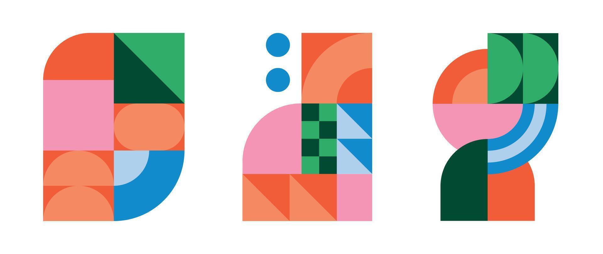 Set of geometric pattern element background . Collection of abstract circle, square, polygon shape with colorful tone. Modern and trendy design for decor, cover, print, interior deco. vector