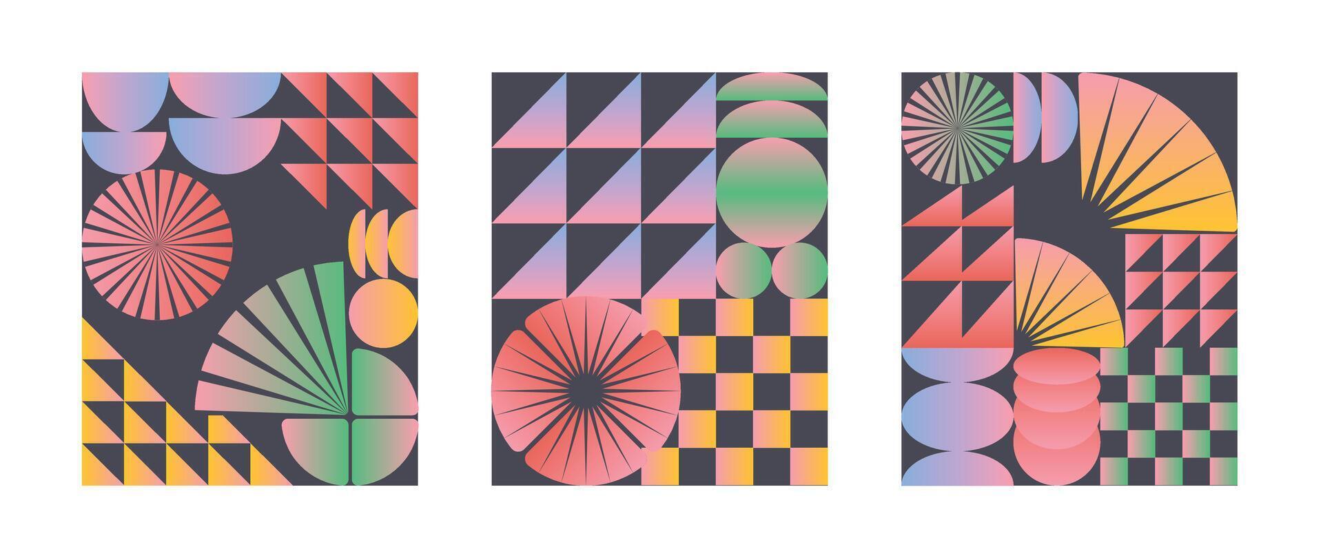 Set of geometric pattern element background . Collection of abstract circle, square, polygon shape with colorful tone. Modern and trendy design for decor, cover, print, interior deco. vector