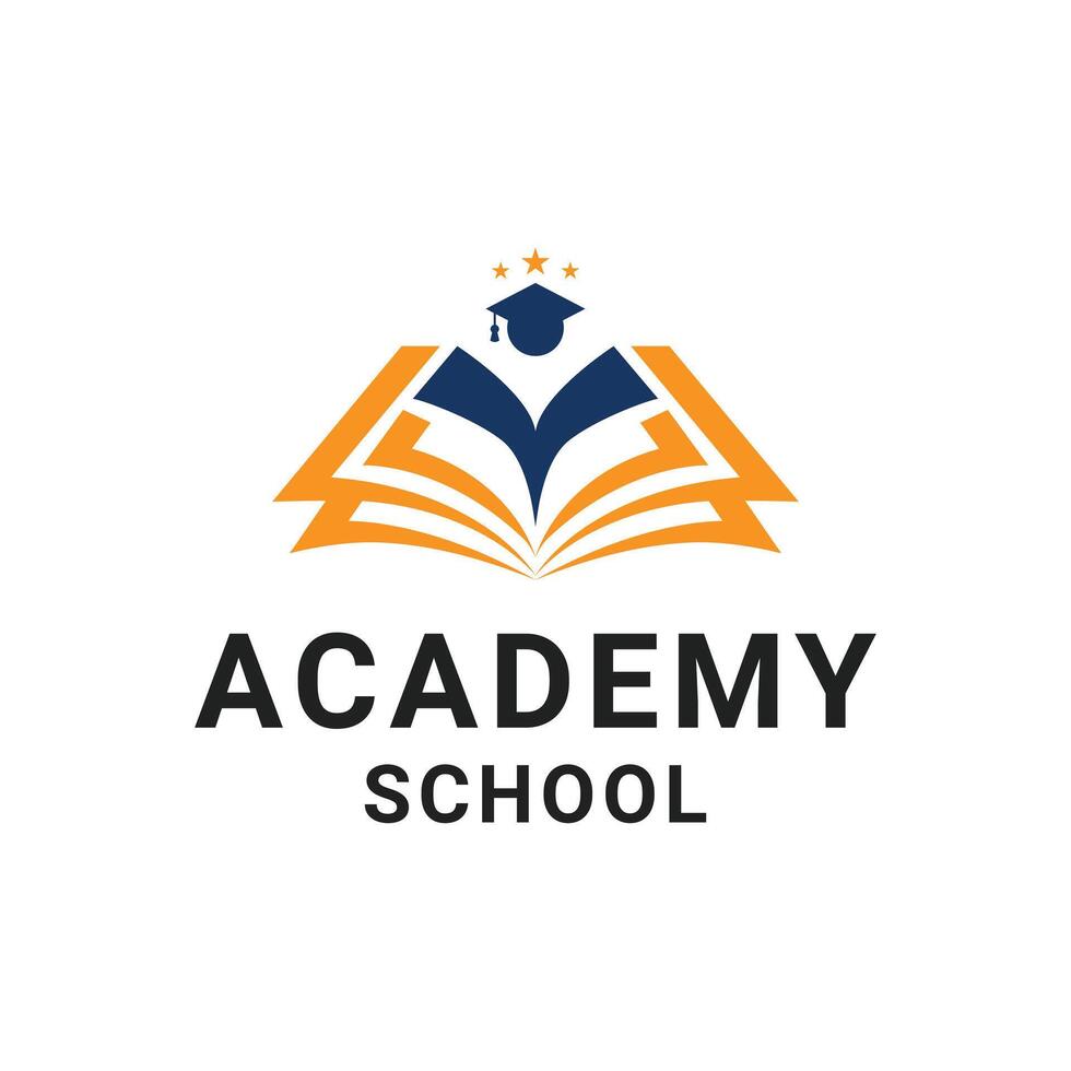 school academy logo design concept idea with book and student vector