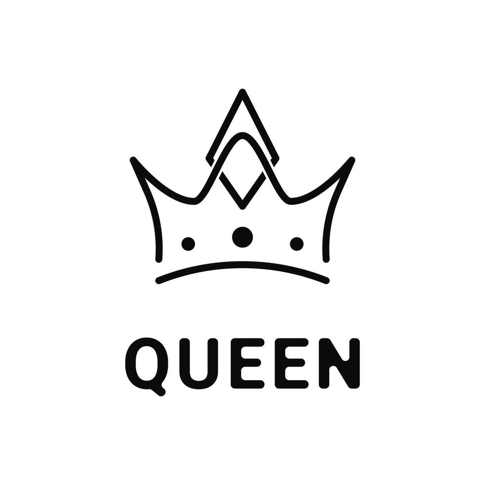 queen crown line art logo design concept minimalist vector