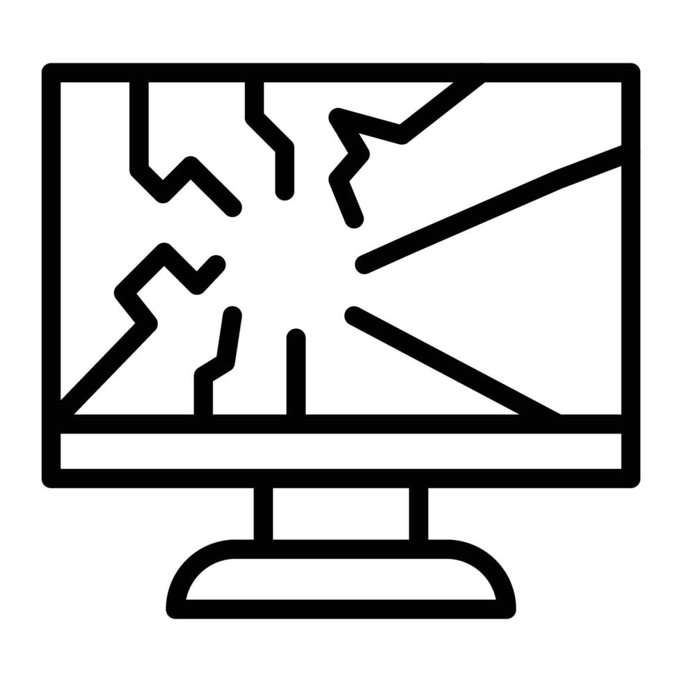 Broken Screen Line Icon Design vector