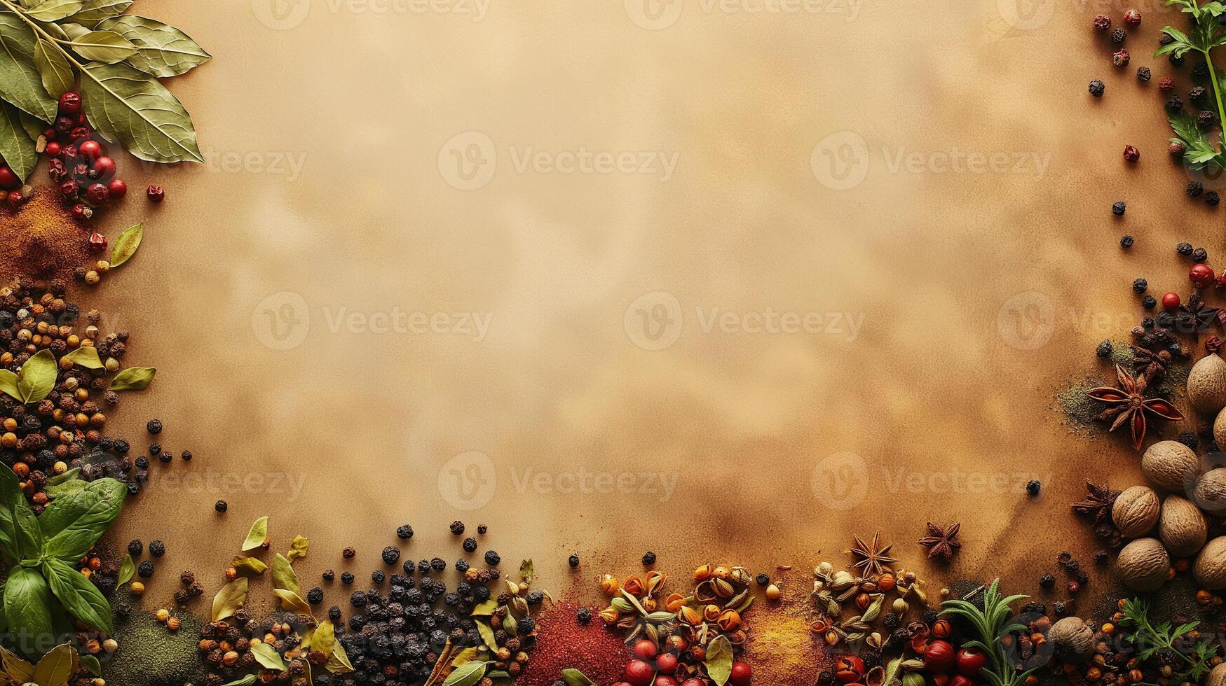 Autumn Spices and Herbs on Warm Background photo