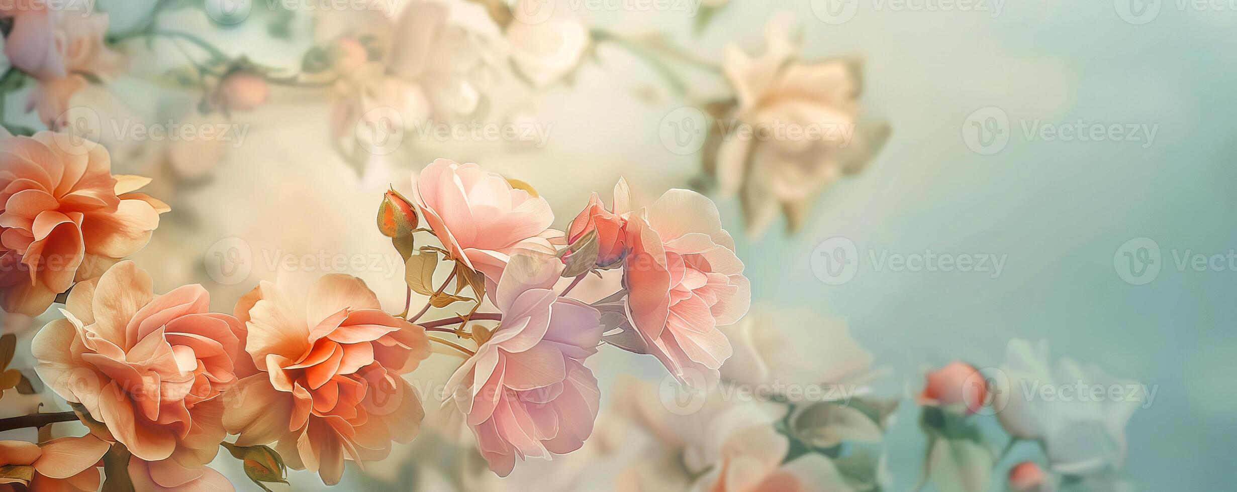 Soft Pink Flowers with Dreamy Background photo