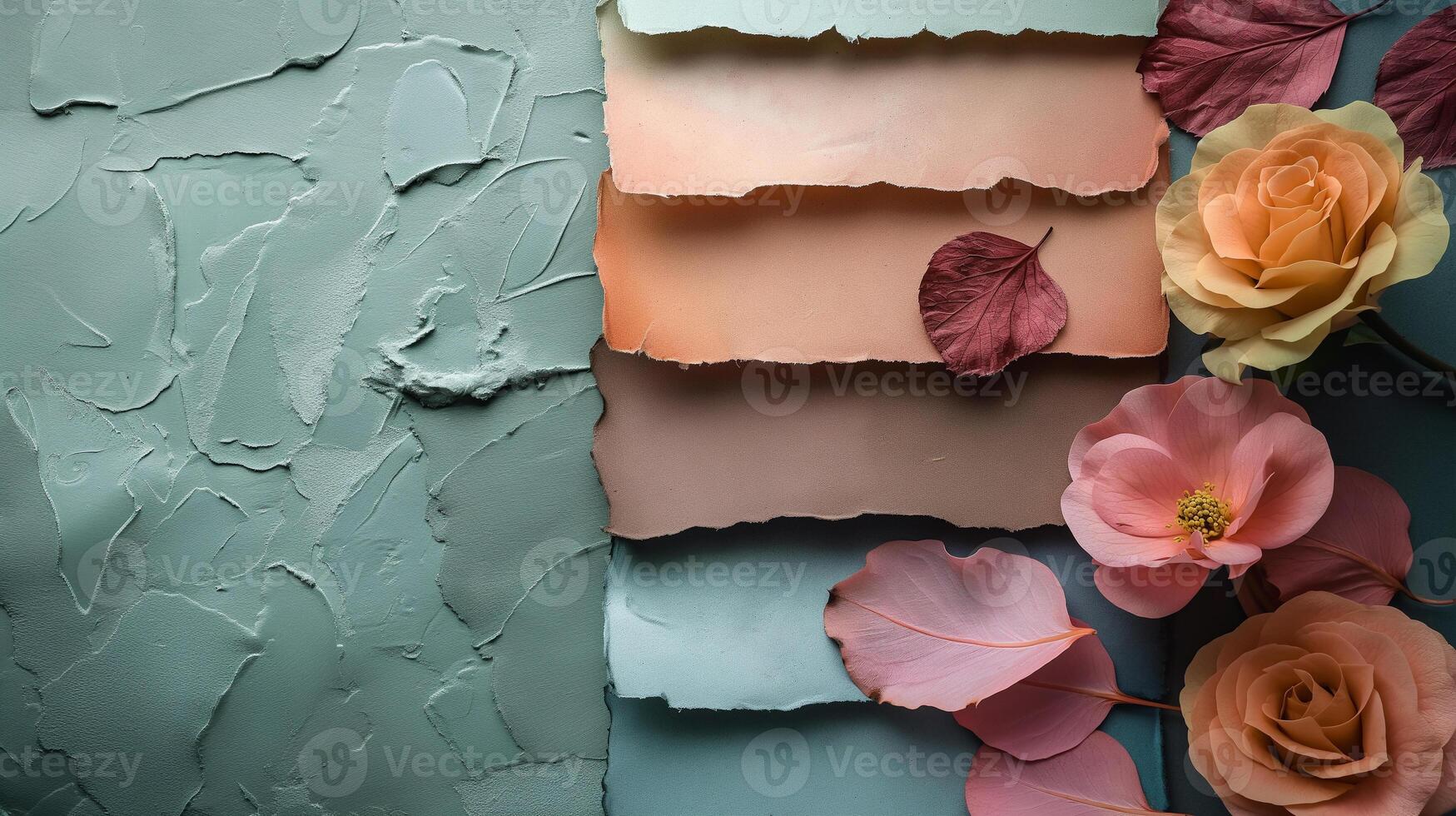 astel Paper Layers with Elegant Flowers on Textured Background photo