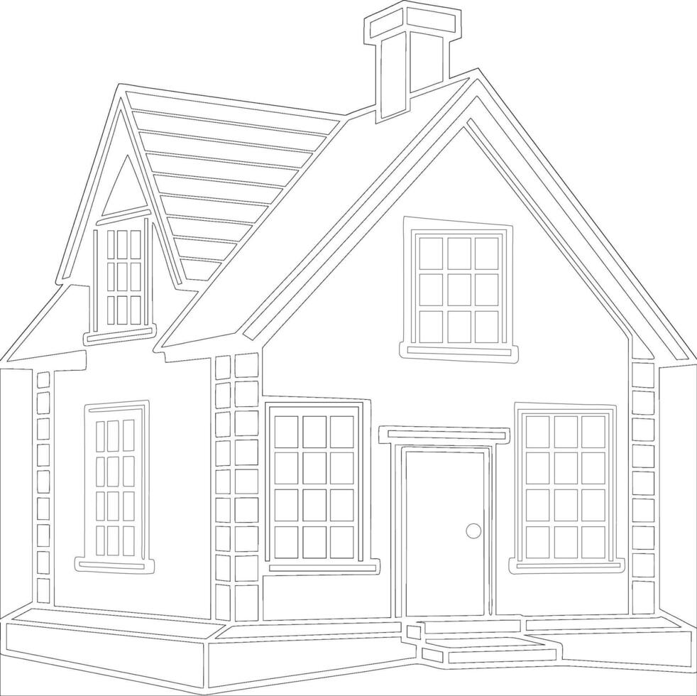 house coloring page for adults vector