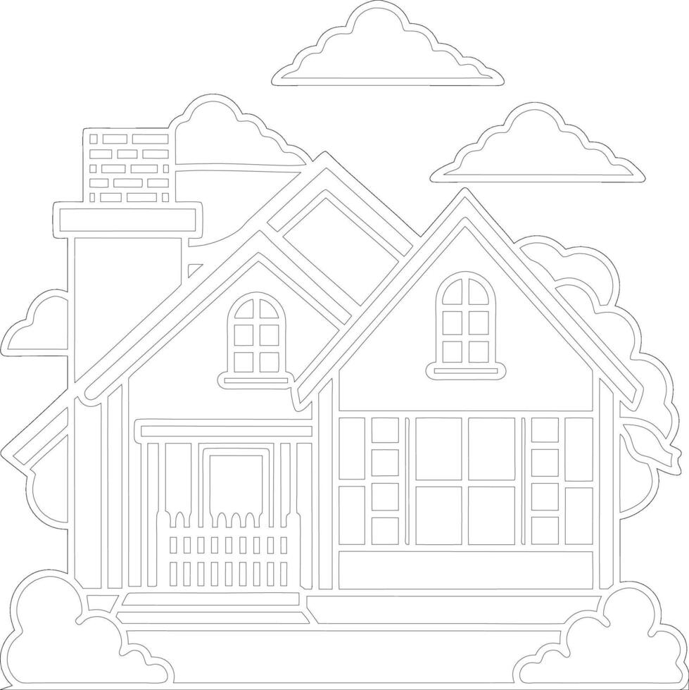 house coloring page for adults vector