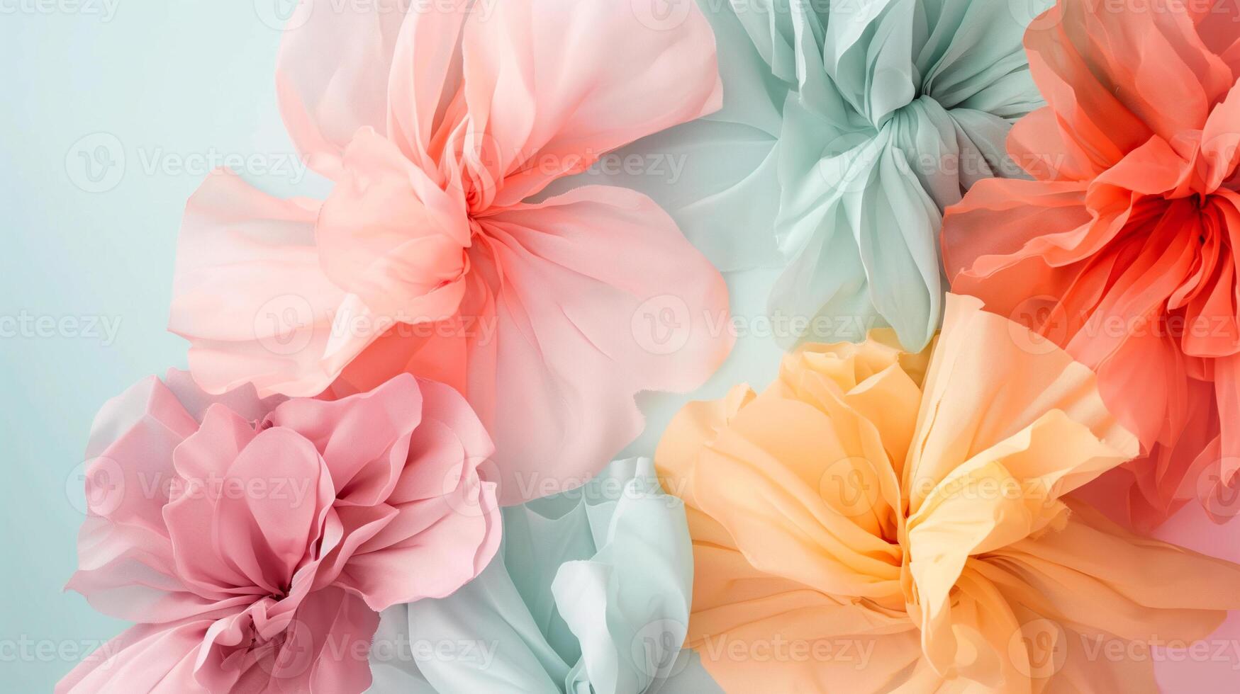 Pastel Fabric Flowers on Light Background photo