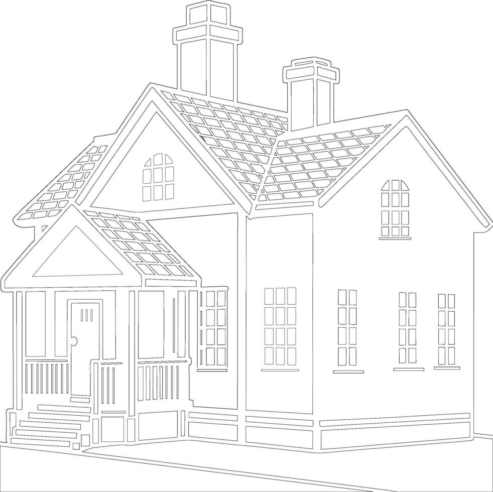 house coloring page for adults vector