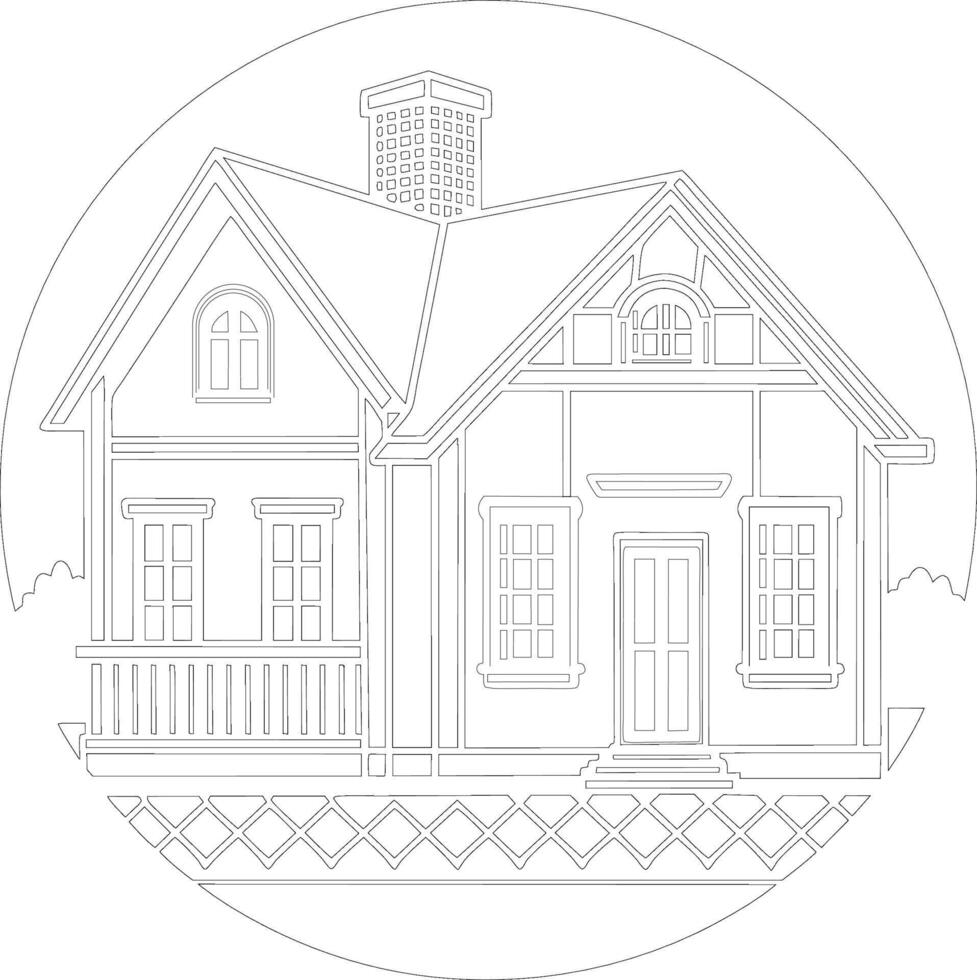 house coloring page for adults vector