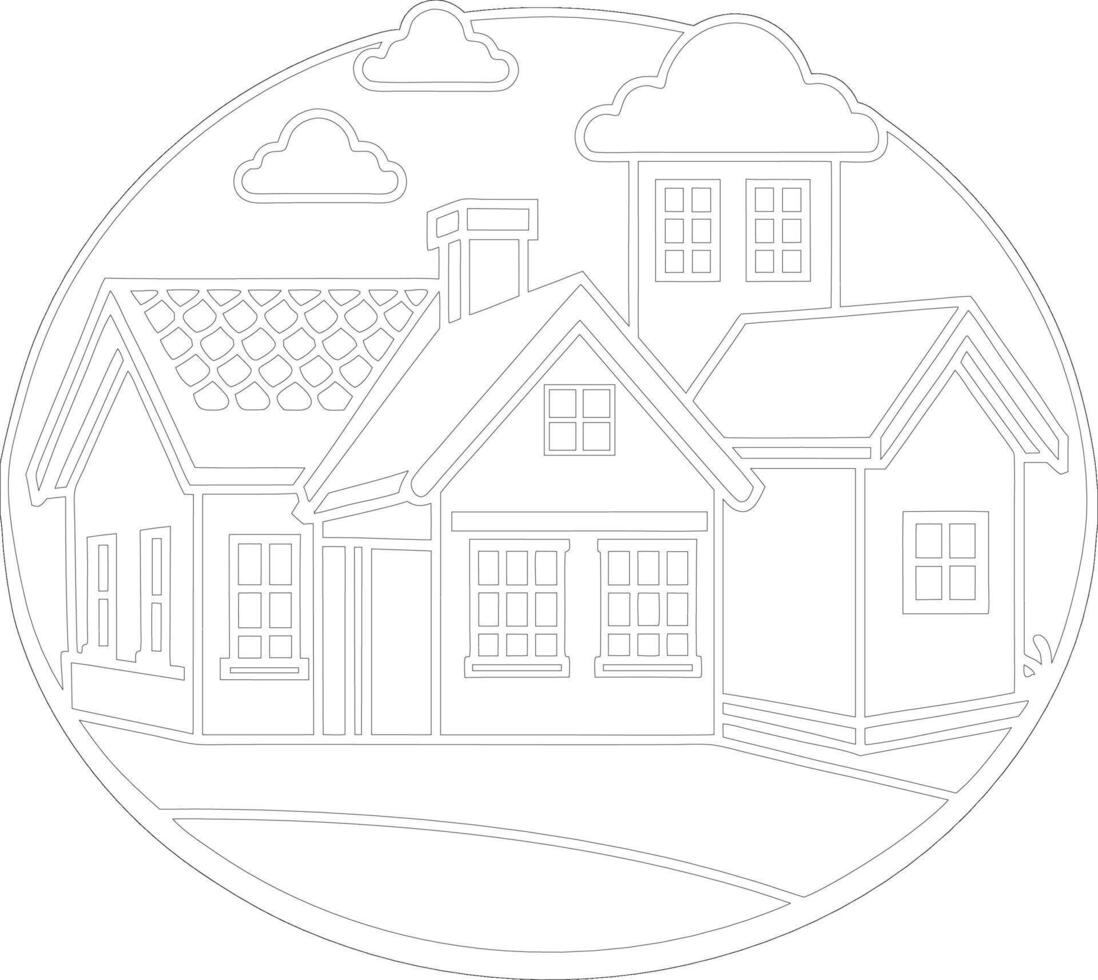 house coloring page for adults vector