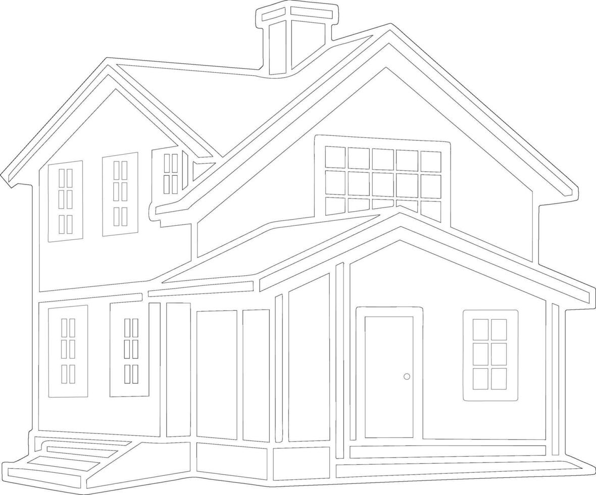 house coloring page for adults vector