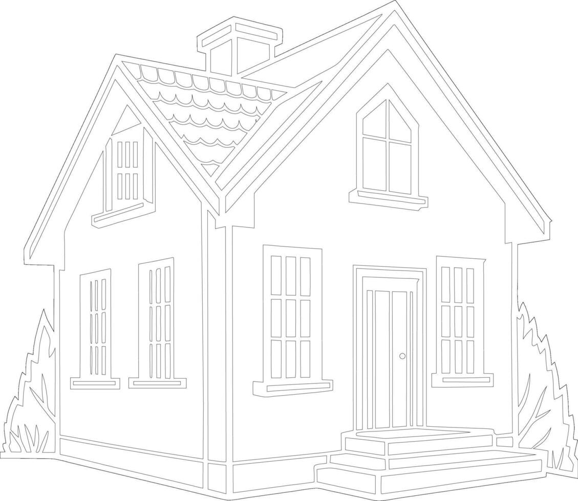 house coloring page for adults vector