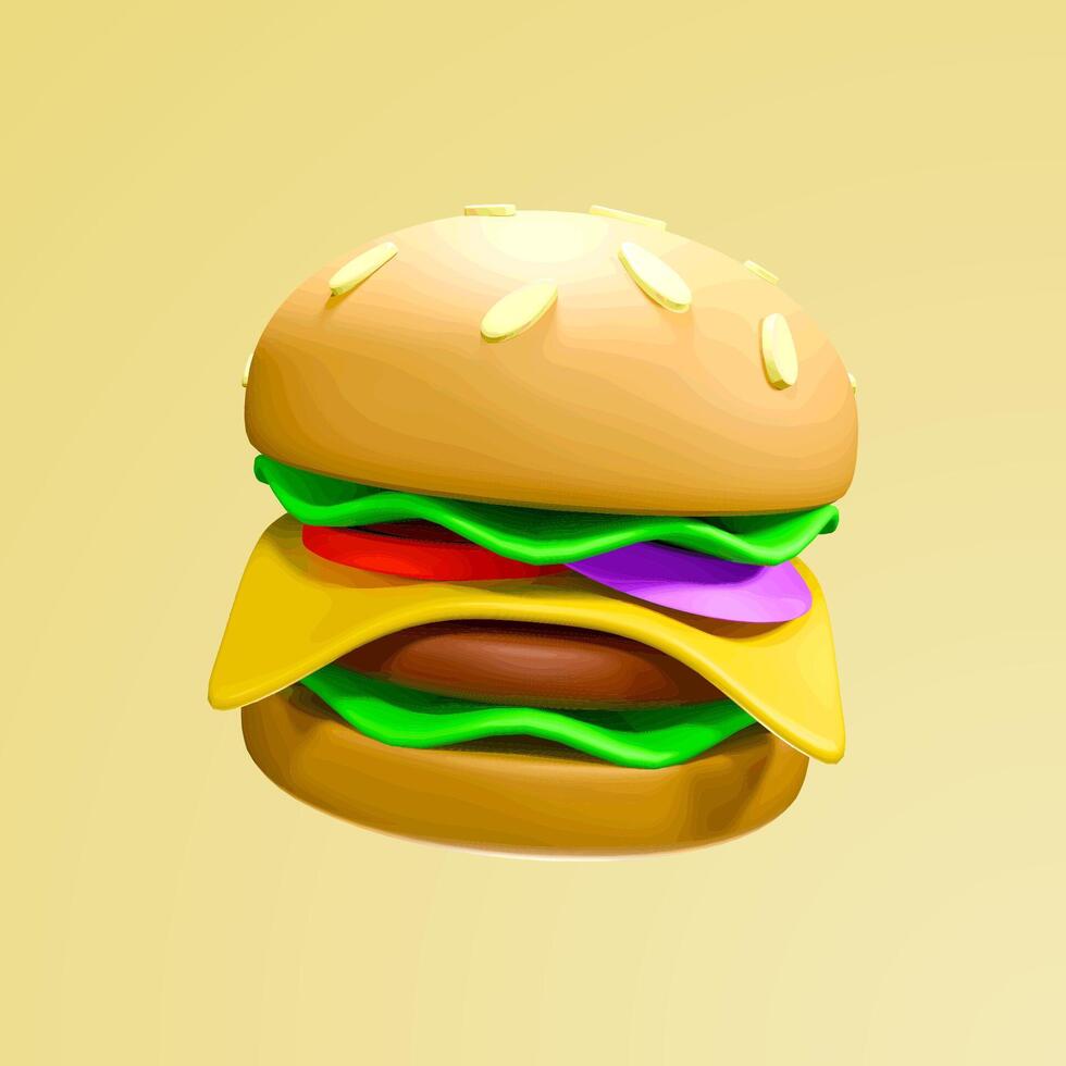 Hamburger 3D icon vector