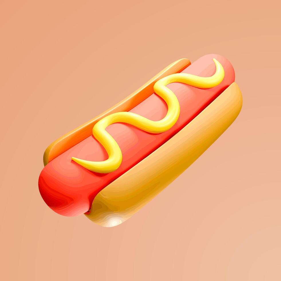 Hotdog 3D icon vector