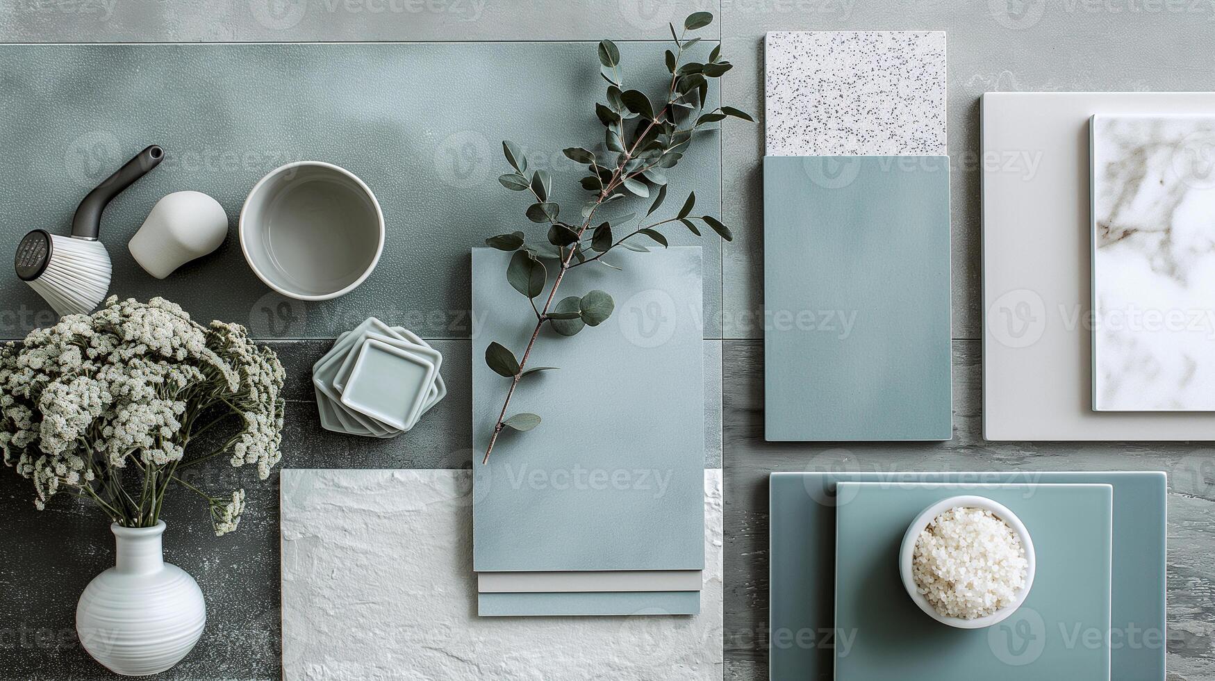 Serene Minimalist Flatlay with Muted Colors and Decorative Elements photo