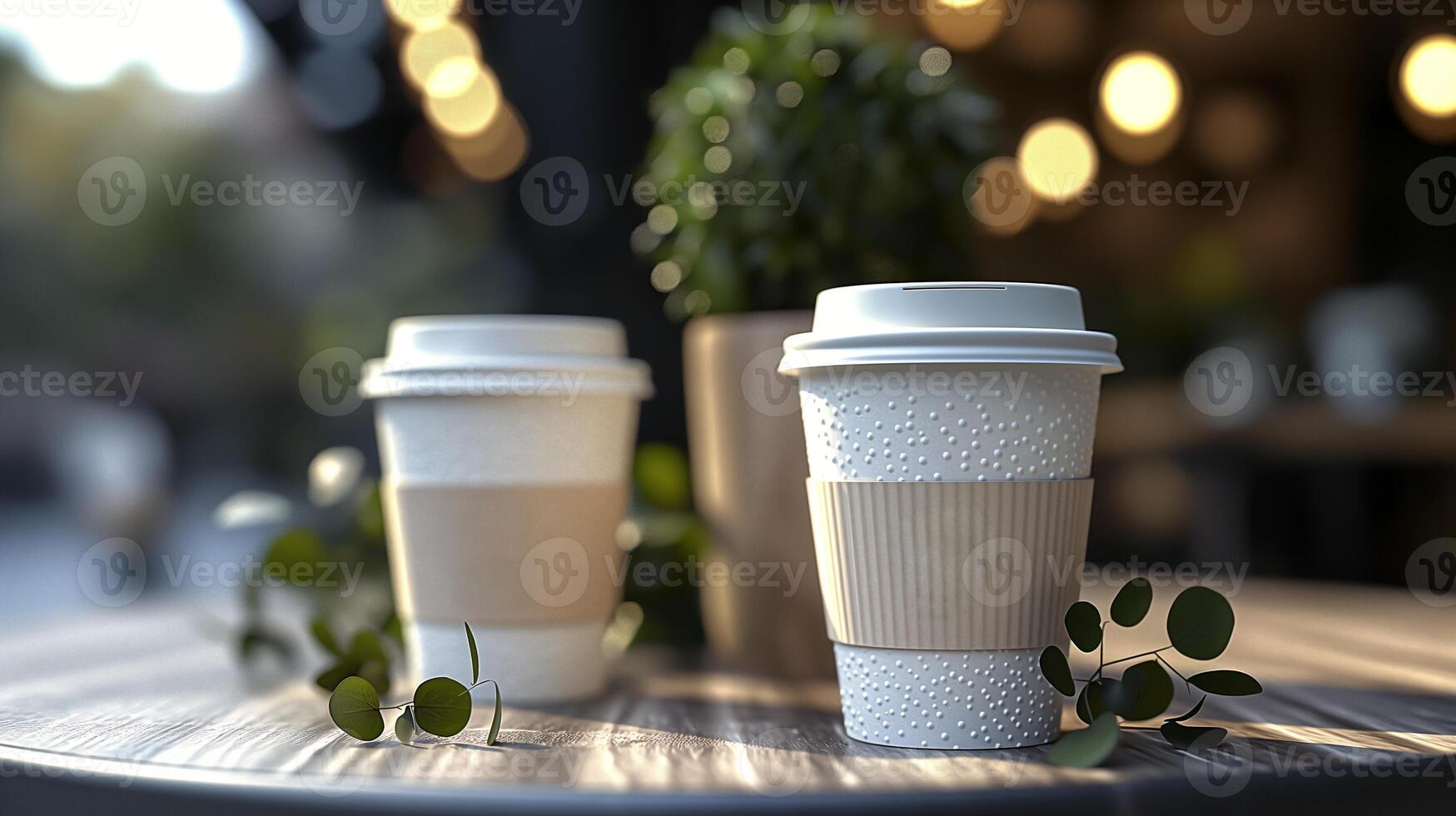 A trendy coffee cup mock-up featuring different cup sizes. perfect for cafes and promotional materials. photo