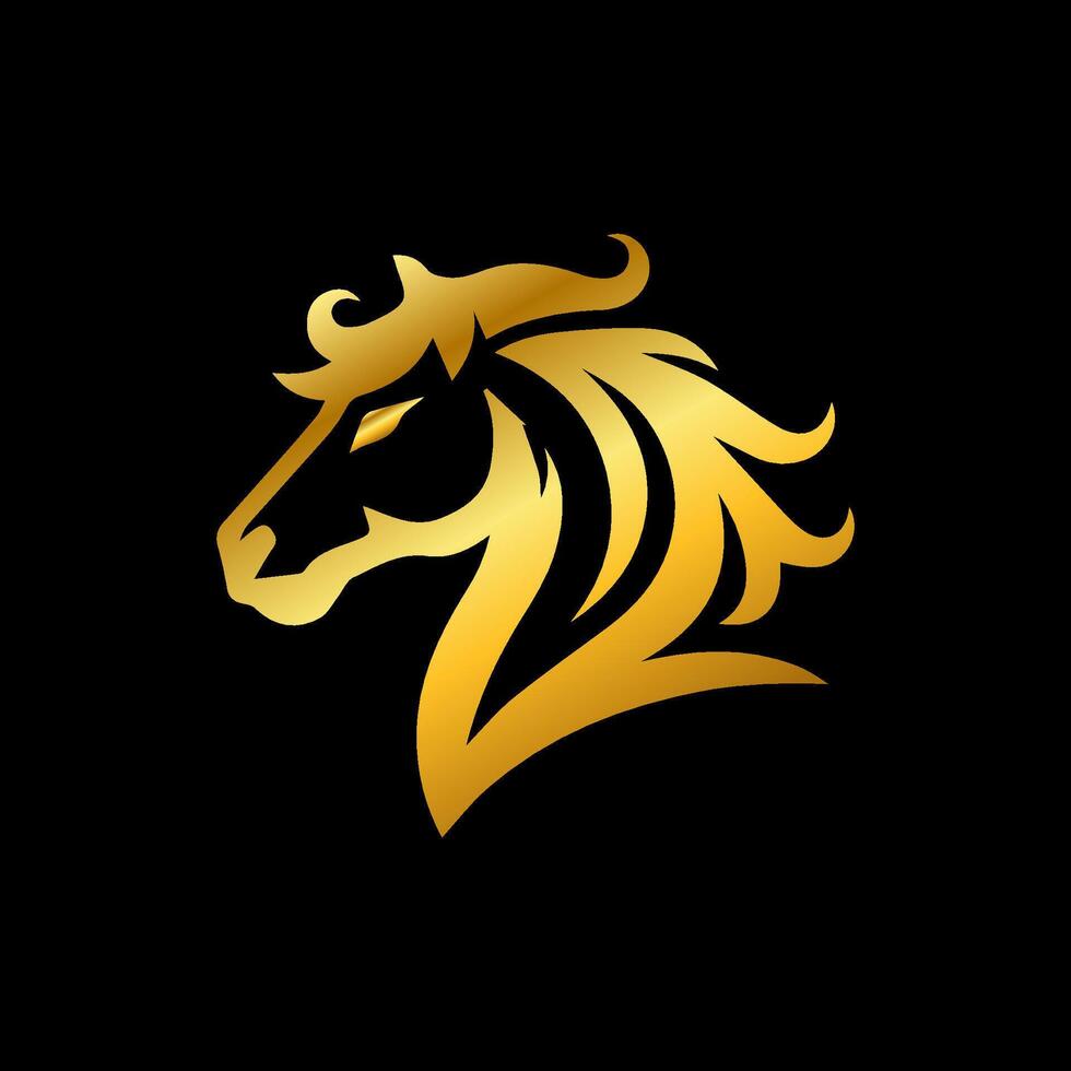 golden horse head luxury logo vector