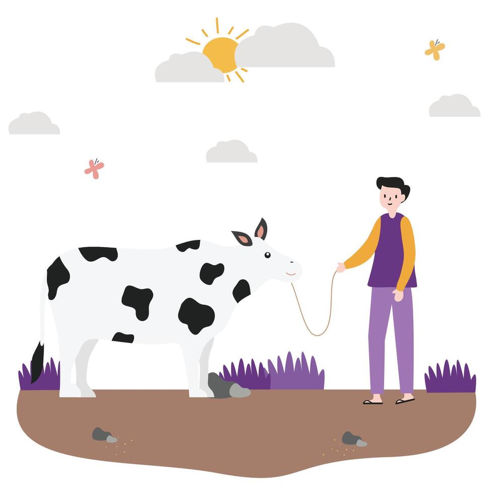 Eid Al Adha mubarak white card. Muslim holiday card with cute sheep, moon and lantern and stars. illustration. vector