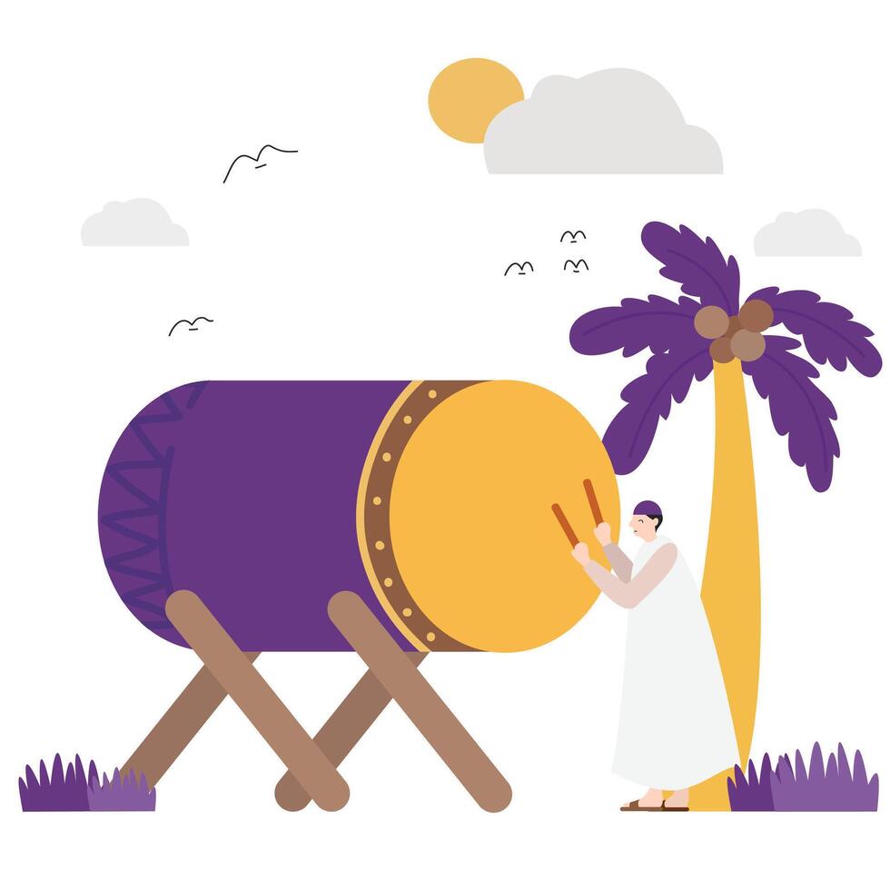Eid Al Adha mubarak white card. Muslim holiday card with cute sheep, moon and lantern and stars. illustration. vector