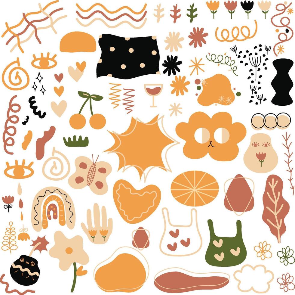 Set of cute hand drawn doodle elements. illustration. vector