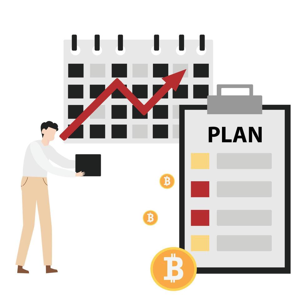 Cryptocurrency blockchain flat design illustration, NFT, Bitcoin Mining, Modern flat cartoon style. illustration on white background vector