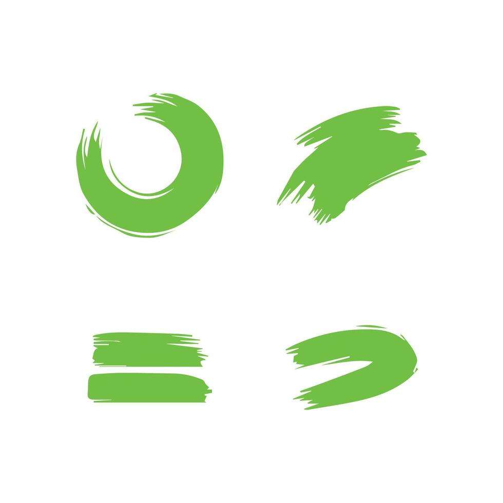Green ink brush strokes isolated on white background. Grunge graphic elements. Dirty texture banners. Ink splatters. vector