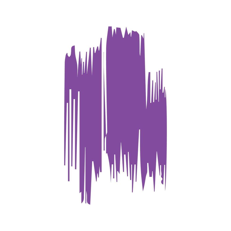 Purple ink brush strokes isolated on white background. Grunge graphic elements. Dirty texture banners. Ink splatters. vector