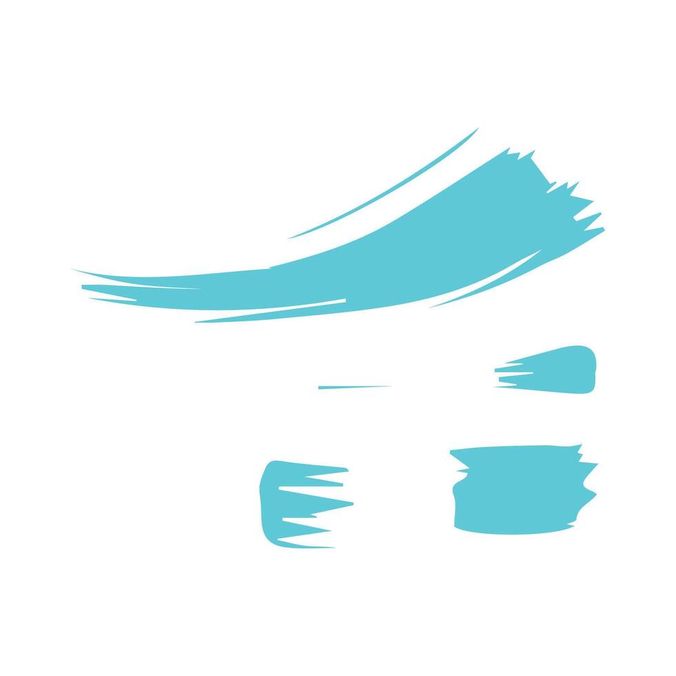 Blue ink brush strokes isolated on white background. Grunge graphic elements. Dirty texture banners. Ink splatters. vector