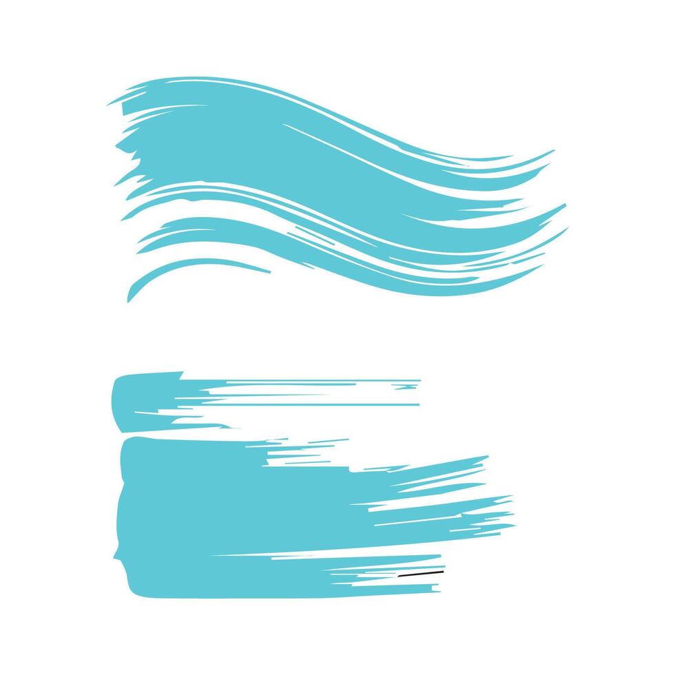 Blue ink brush strokes isolated on white background. Grunge graphic elements. Dirty texture banners. Ink splatters. vector