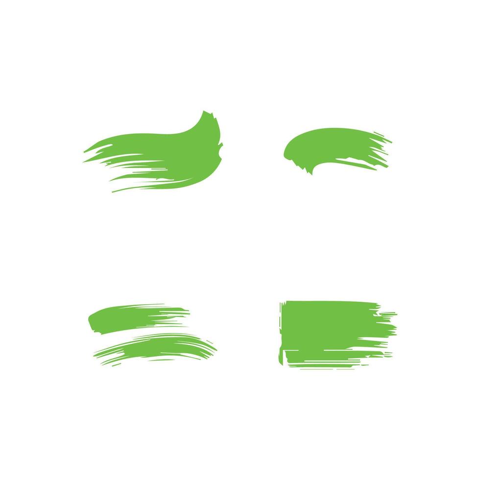 Green ink brush strokes isolated on white background. Grunge graphic elements. Dirty texture banners. Ink splatters. vector