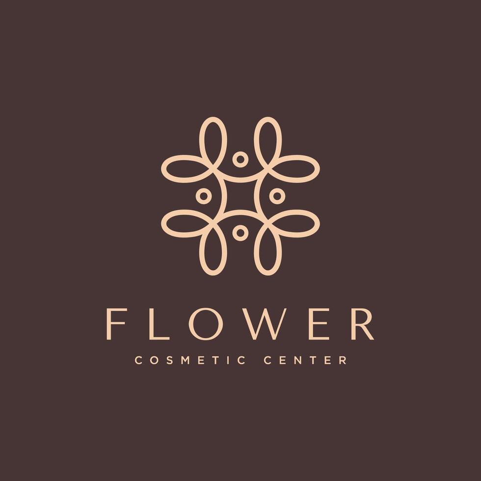 Luxury beauty flower logo design with line art style vector