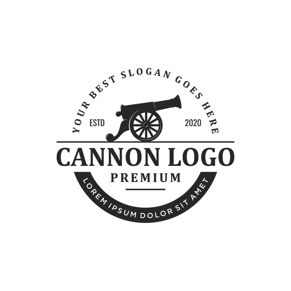 Vintage cannon logo design vector