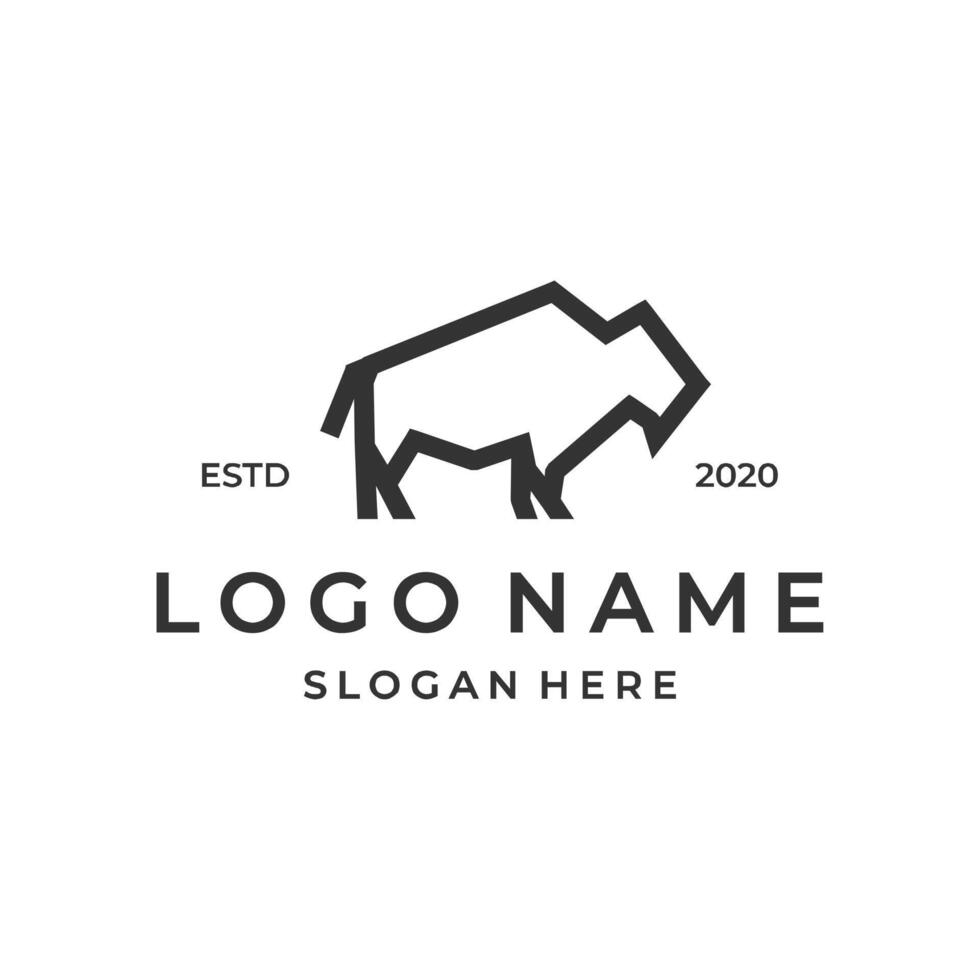 simple bison logo design vector