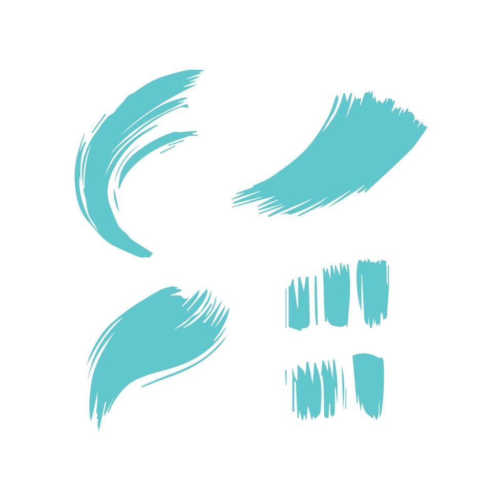 Blue ink brush strokes isolated on white background. Grunge graphic elements. Dirty texture banners. Ink splatters. vector
