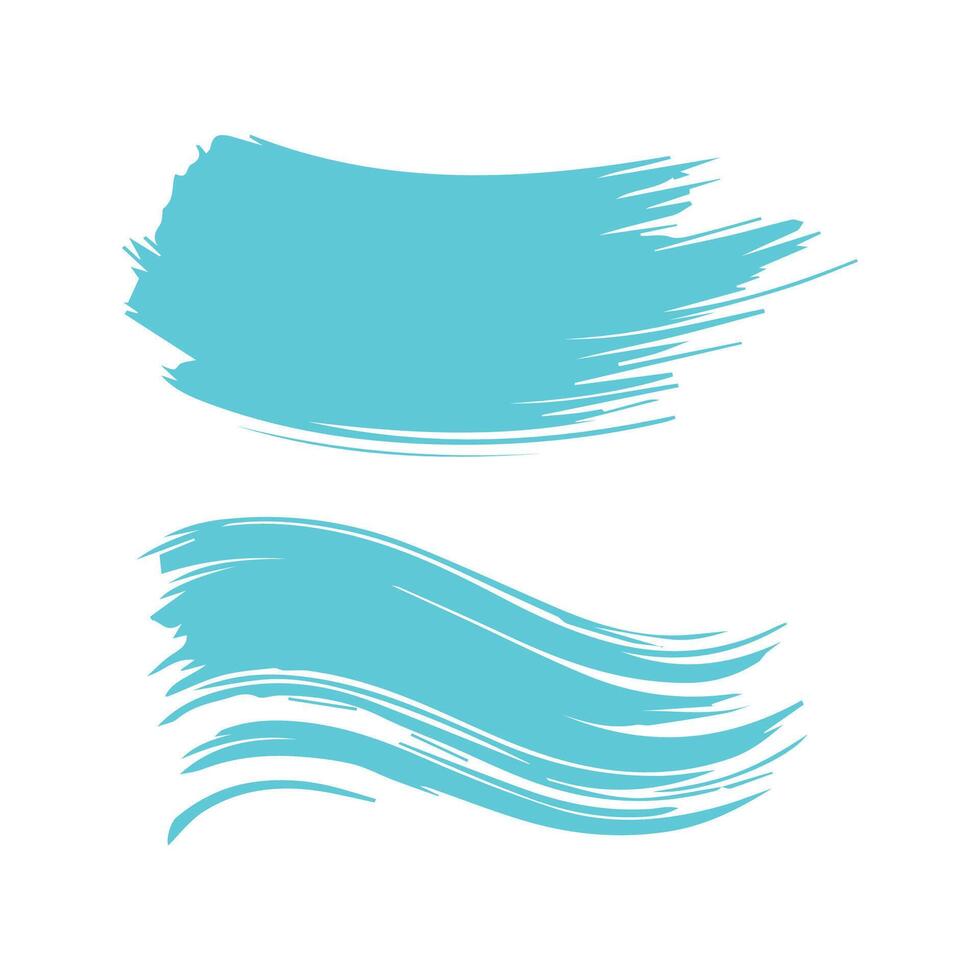 Blue ink brush strokes isolated on white background. Grunge graphic elements. Dirty texture banners. Ink splatters. vector