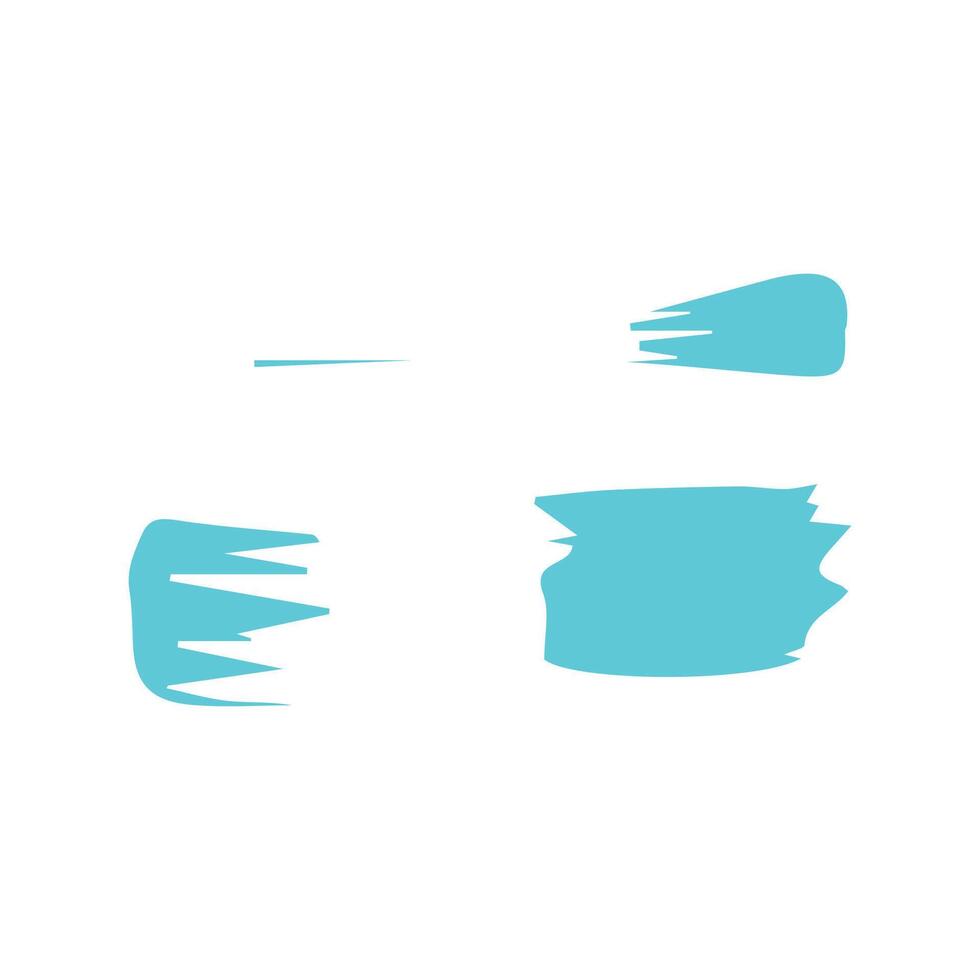Blue ink brush strokes isolated on white background. Grunge graphic elements. Dirty texture banners. Ink splatters. vector
