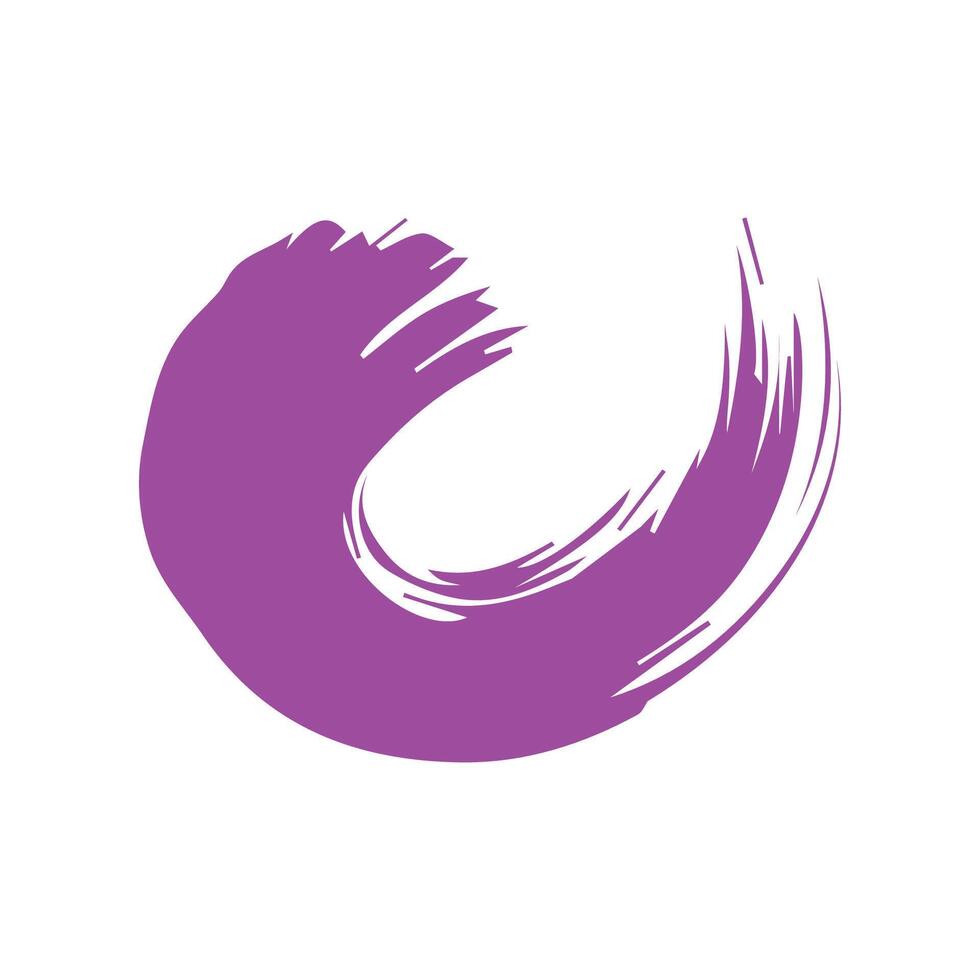 Purple ink brush strokes isolated on white background. Grunge graphic elements. Dirty texture banners. Ink splatters. vector