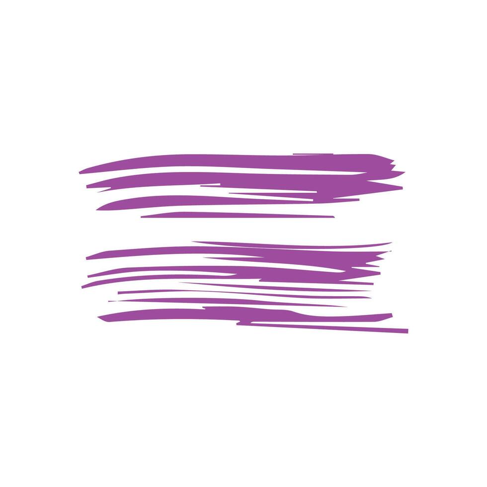 Purple ink brush strokes isolated on white background. Grunge graphic elements. Dirty texture banners. Ink splatters. vector