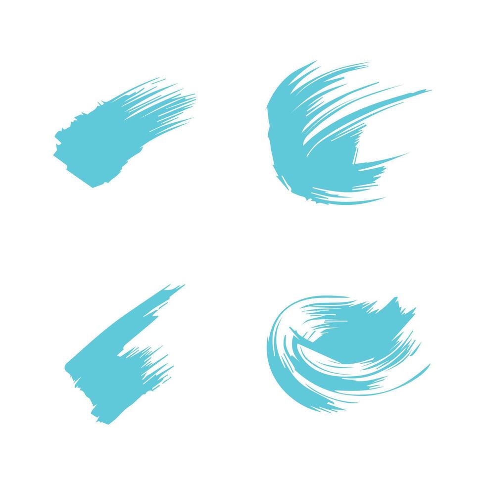Blue ink brush strokes isolated on white background. Grunge graphic elements. Dirty texture banners. Ink splatters. vector
