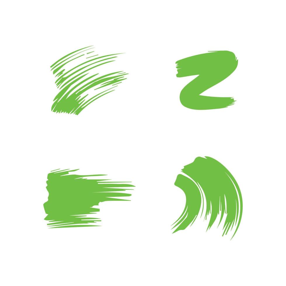 Green ink brush strokes isolated on white background. Grunge graphic elements. Dirty texture banners. Ink splatters. vector